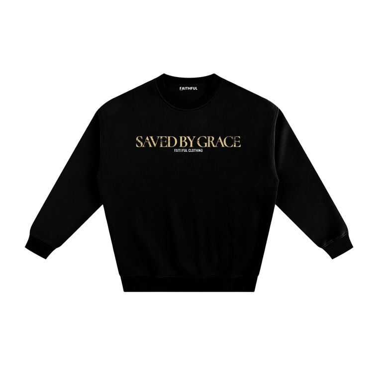 Saved By Grace Fleeced Sweatshirt - Glowing Night
